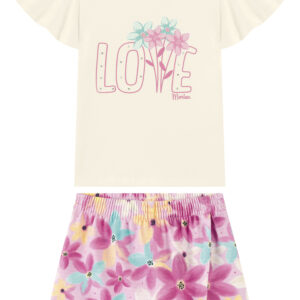 Conjunto Off Rosa Marlan Short Saia Menina 2 Anos